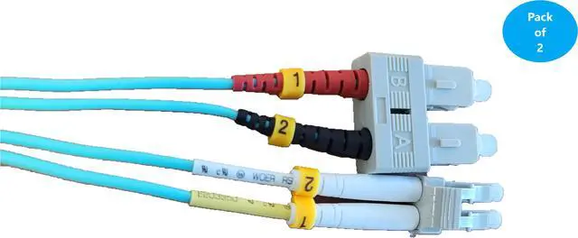 Alt view image 2 of 4 - Micro Connectors 3 Meter LC/SC 10Gb Multi-Mode Duplex 50/125 OM3 Fiber Optic Cable (2-Pack) (FBR-10123M-2P)