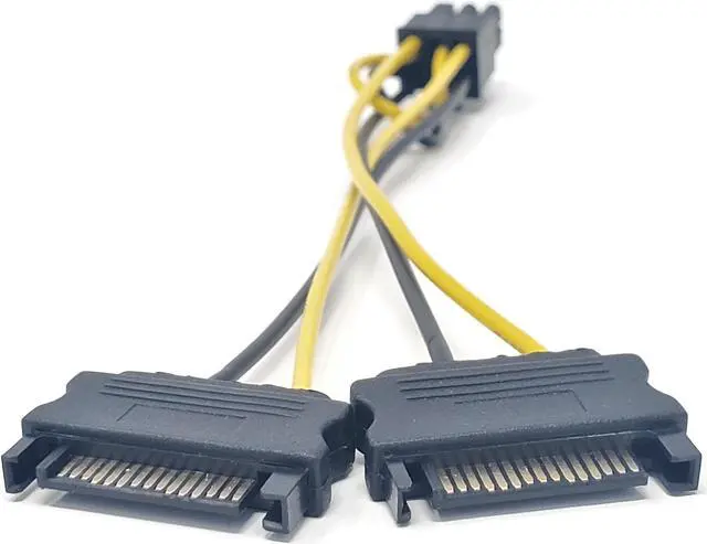 Main image of Micro Connectors 6 Inches 6-Pin PCIe to Dual 15-Pin SATA Power Cable (F04-PCIE6P)