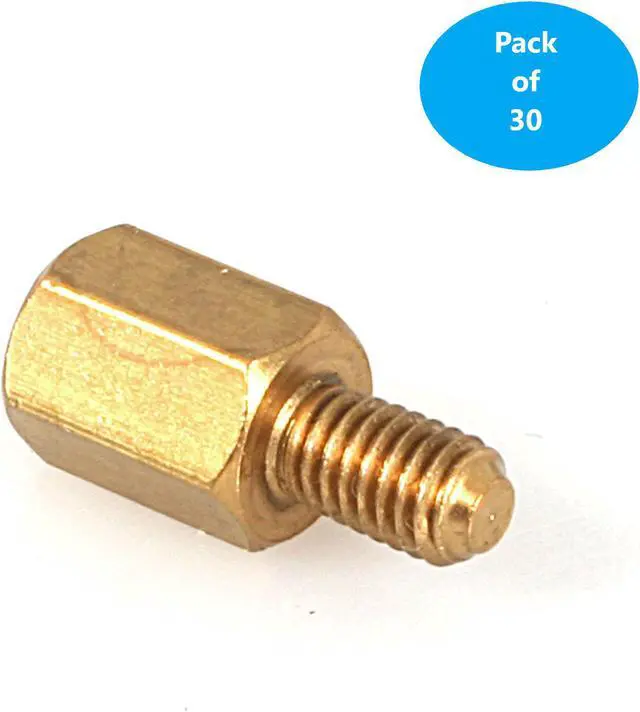 Alt view image 2 of 4 - Micro Connectors #6-32 brass motherboard standoffs for atx computer case 30-pack (SCW-632ATX)