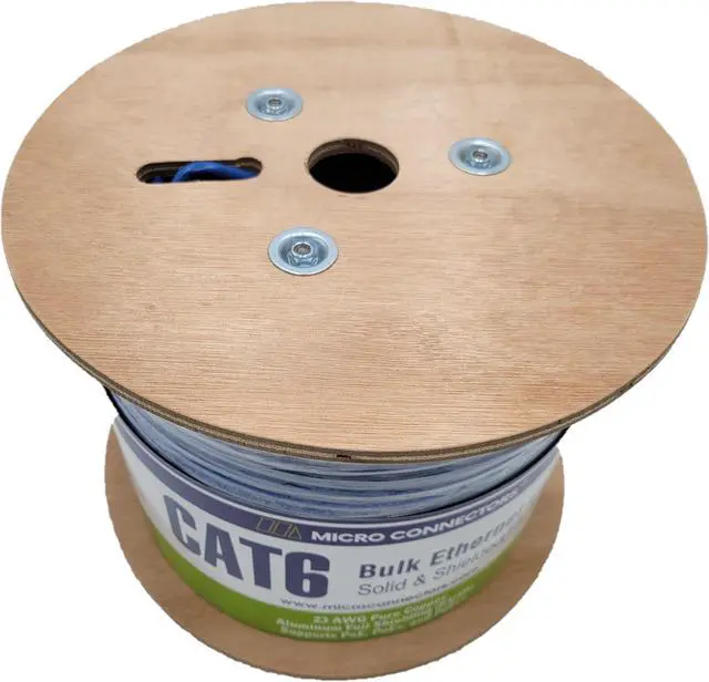 Alt view image 7 of 8 - Micro Connectors  500 Feet Solid-Shielded (STP) CAT6 Bulk Ethernet (23AWG) Cable - Blue (TR4-560SHBL-500)
