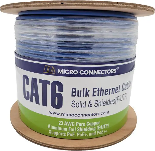 Alt view image 5 of 8 - Micro Connectors  500 Feet Solid-Shielded (STP) CAT6 Bulk Ethernet (23AWG) Cable - Blue (TR4-560SHBL-500)