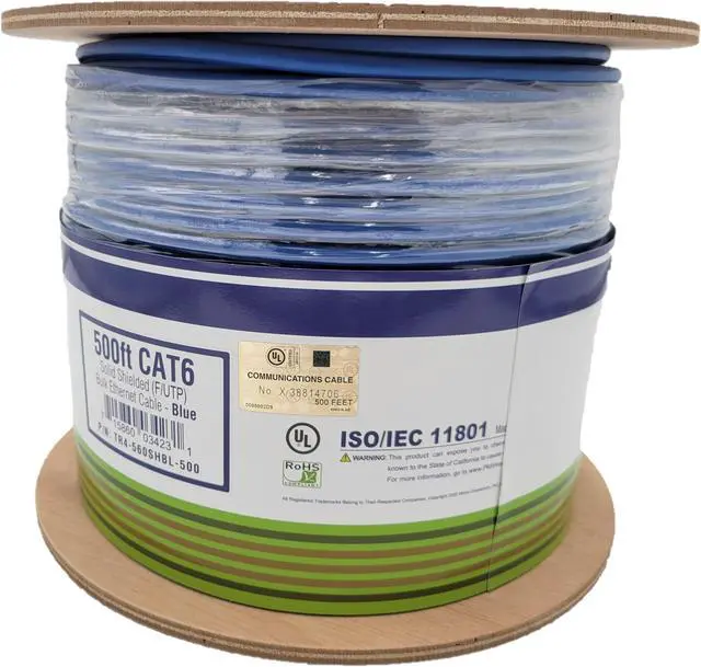 Alt view image 6 of 8 - Micro Connectors  500 Feet Solid-Shielded (STP) CAT6 Bulk Ethernet (23AWG) Cable - Blue (TR4-560SHBL-500)