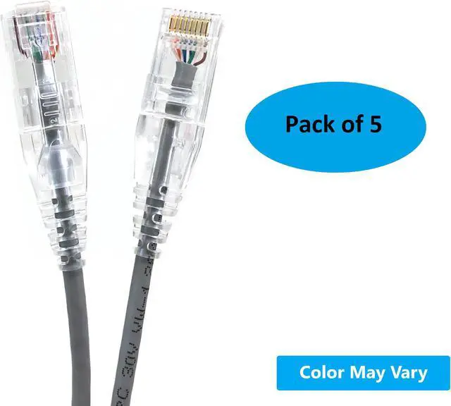 Alt view image 2 of 4 - Micro Connectors 1 Foot CAT6A 10Gbps UTP 28 AWG Ultra Slim Ethernet Cable Gray (5-Pack) (E09-001-SL5)