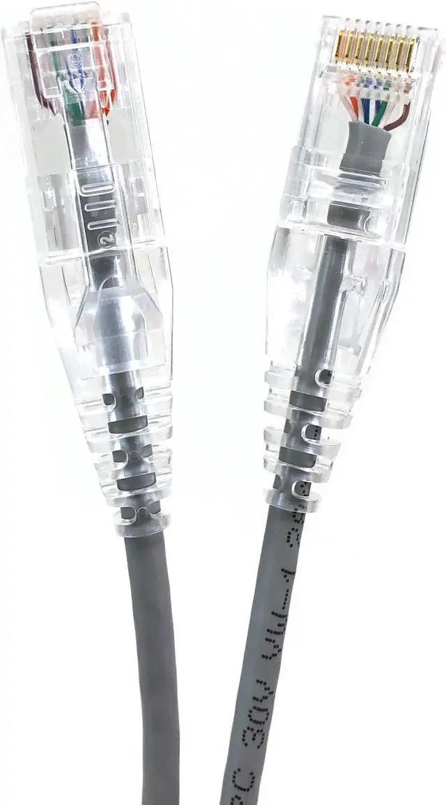 Main image of Micro Connectors 5 Feet CAT6A 10Gbps UTP 28 AWG Ultra Slim Ethernet Cable Gray (5-Pack) (E09-005-SL5)