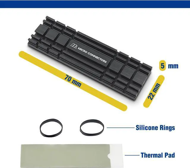 Alt view image 4 of 7 - Micro Connectors M.2 NVME SSD Installation Kit with Low-Profile Heat Sink 5mm and Mounting Screws (Compatible with PS5) (NGFFM2-HS-KIT)