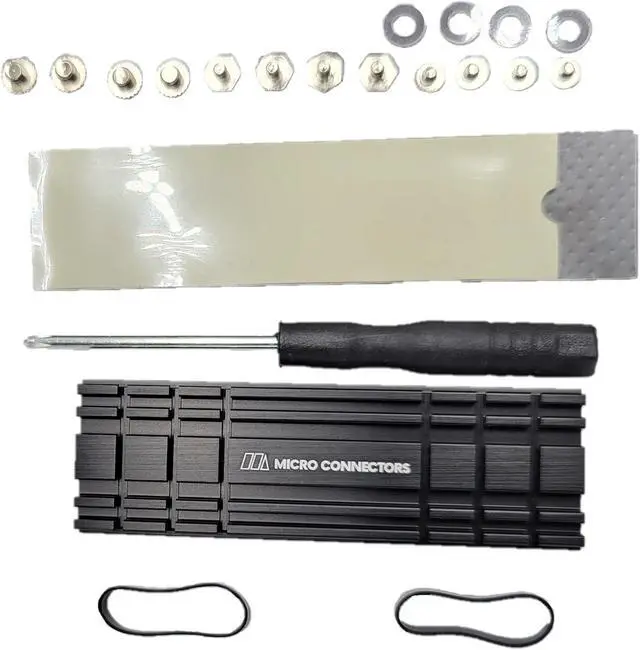 Main image of Micro Connectors M.2 NVME SSD Installation Kit with Low-Profile Heat Sink 5mm and Mounting Screws (Compatible with PS5) (NGFFM2-HS-KIT)