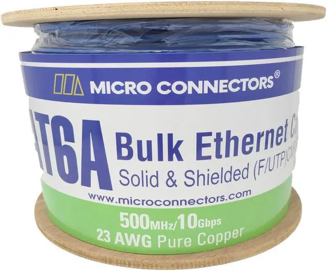 Alt view image 5 of 6 - Micro Connectors 500FT CAT 6A Solid & Shielded (F/UTP) CMR Riser Bulk Ethernet Cable (Blue) (TR4-570SRBL-500)