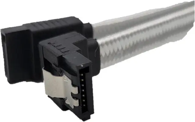Alt view image 3 of 3 - Micro Connectors 20 SATA III Straight to Right Angle Sleeved Cable with Locking Latch 3-Pack (F03-20RASLW-3)