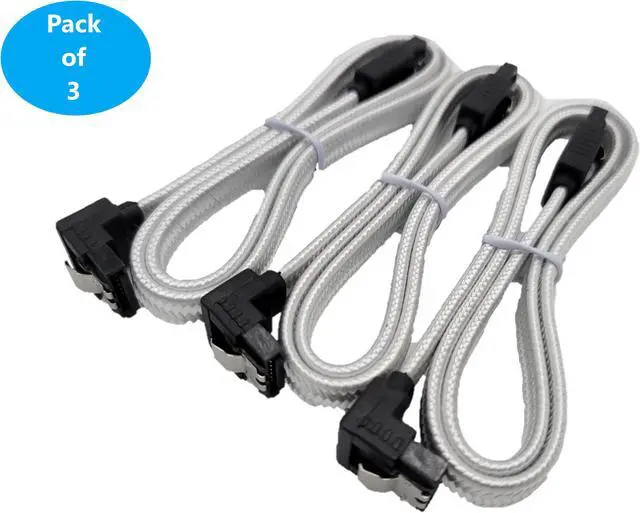Alt view image 2 of 3 - Micro Connectors 20 SATA III Straight to Right Angle Sleeved Cable with Locking Latch 3-Pack (F03-20RASLW-3)