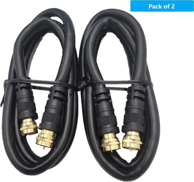 Alt view image 2 of 4 - Micro Connectors 3 Feet 18 AWG F-TYPE RG-6 Shielded Coaxial Cable 2-Pack (M60-003F-2P)