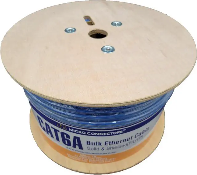 Alt view image 5 of 7 - Micro Connectors 1000 Feet CAT6A Shielded (F/UTP) 23 AWG Solid Copper Bulk Ethernet Cable with 20-Pack Universal Shielded RJ45 Connectors - Blue (TR4-570SHBL-7SC)