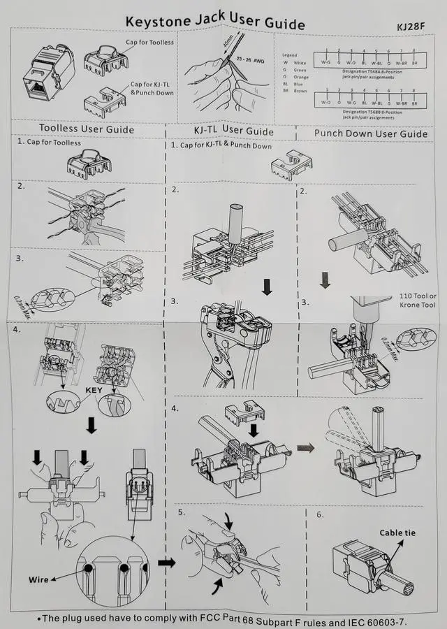 Alt view image 4 of 4 - Micro Connectors CAT 6A Shielded and Tool Less Keystone Jack 6-Pack (FRT-865ST-6)