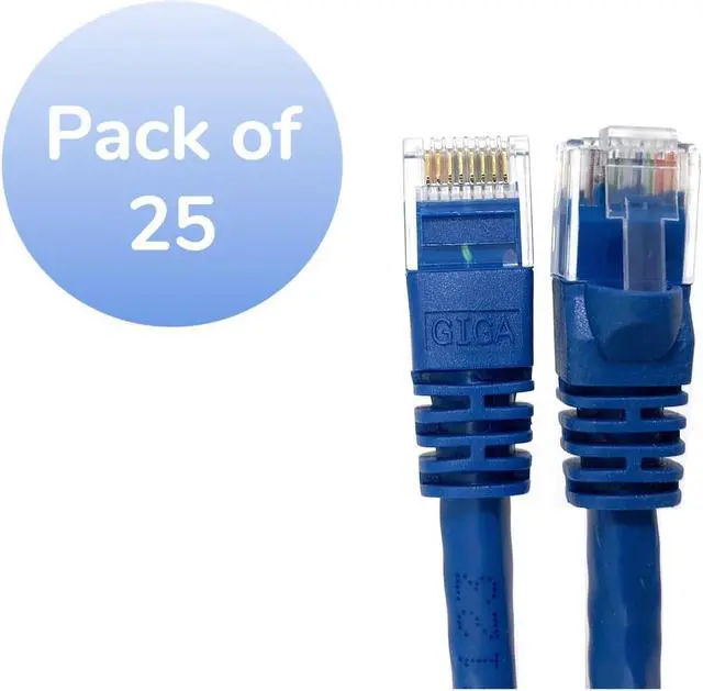 Alt view image 2 of 5 - Micro Connectors 1 Foot CAT 6 Molded UTP Snagless RJ45 Networking Patch Cable - Blue 25-Pack (E08-001BL-25)