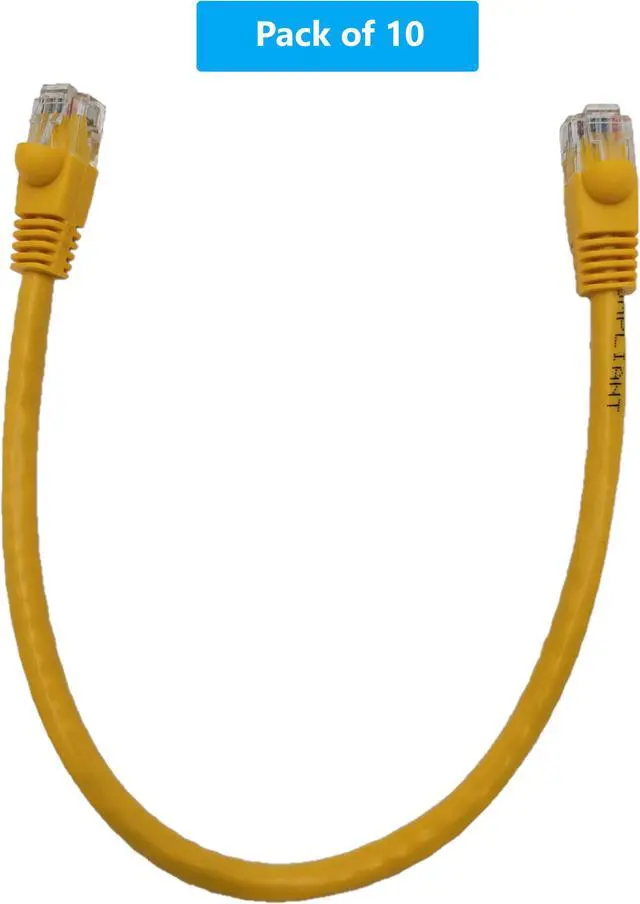 Alt view image 2 of 4 - Micro Connectors 1 Foot Cat6 Molded Snagless RJ45 UTP Networking Patch Cable 10-Pack (Yellow) (E08-001Y-10)