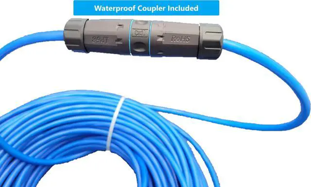 Alt view image 4 of 5 - Micro Connectors 200 Feet CAT6 Outdoor-Rated Shielded Ethernet Cable Kit with Waterproof Coupler - Blue (E08-200BLOU-KT)