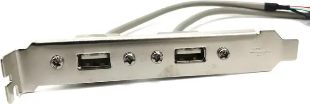 Alt view image 2 of 4 - USB 2.0 2 Ports PC Expansion Slot Bracket Motherboard High Speed Type A Female x 2 to MPC-5 5 Pin x 2 for ATX External Cover Case Main Board MB PC
