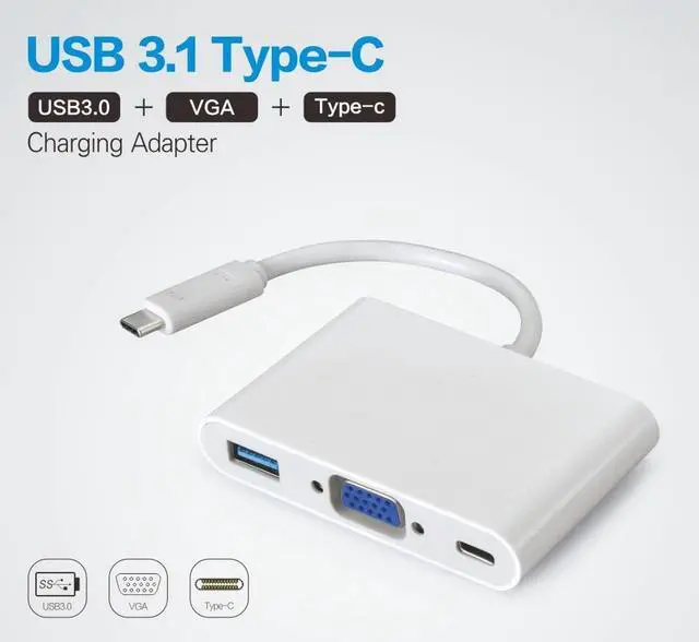 Main image of Micro Connectors USB-C to VGA Multiport Adapter - White (USB31-UCVGAU3)