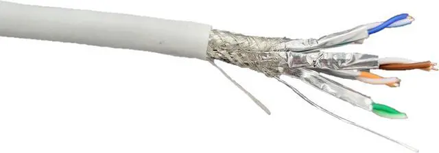 Main image of Micro Connectors 250 Feet Cat7 23AWG Solid & Shielded Bulk Ethernet Cable (S/FTP) CMR Riser-rated/White with 10-Pack Universal Shielded RJ45 Connectors (TR4-80SRWH250-K)