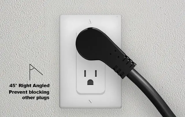 Alt view image 2 of 3 - Micro Connectors 2 Feet Low Profile Angled Power Cord Extension (16AWG) 2-Pack (M05-113LPA2-2P)