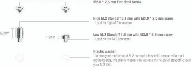 Alt view image 3 of 7 - Micro Connectors M.2 SSD Mounting Screws Kit for ASUS, Gigabyte and MSI Motherboards (L02-M4SG-KIT)