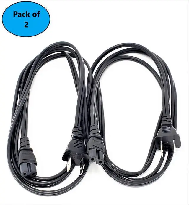 Alt view image 2 of 5 - Micro Connectors 1.5 Meter Notebook AC Power Cord 2-Prong (18 AWG) Black 2-Pack (M05-1251.5M-2P)