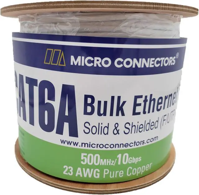 Alt view image 6 of 7 - Micro Connectors 500 FT CAT 6A Solid & Shielded (F/UTP) CMR Riser Bulk Ethernet Cable (White) (TR4-570SRWH-500)