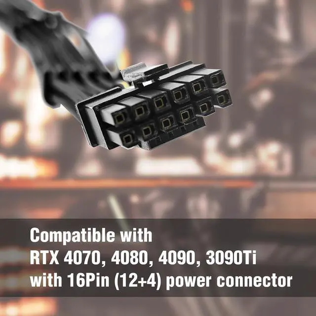 Alt view image 3 of 6 - Micro Connectors Premium Sleeved 12VHPWR PCI-e 5.0 16Pin (12+4) to Triple 8-Pin GPU Power Extension Cable (F04-303BK)