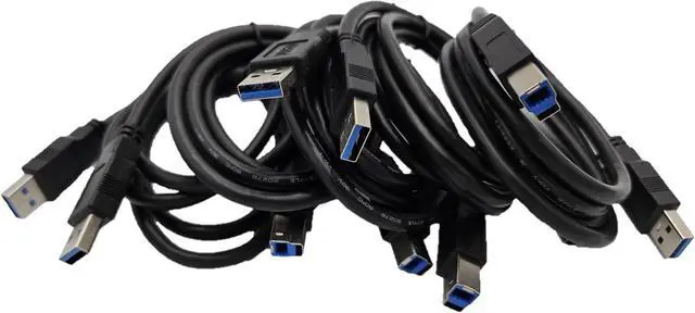 Main image of Micro Connectors 4 Feet USB 3.0 A-Male to B-Male Cable 5-Pack (E07-304AB-BK-5)