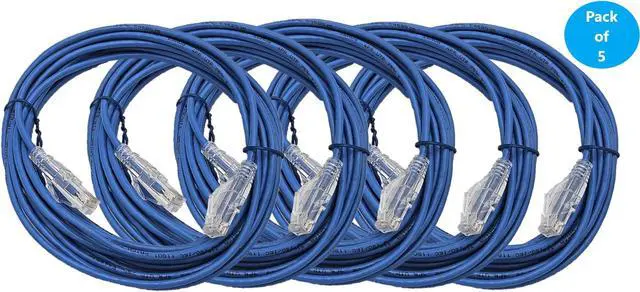Main image of Micro Connectors 15 Feet Cat 6A Ultra Slim Patch (28AWG) Cable (Blue) (E09-015BL-SL5)