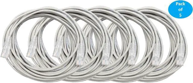Main image of MICRO CONNECTORS 15 Feet Cat 6A Ultra Slim Patch (28AWG) Cable (Gray) (E09-015-SL5)