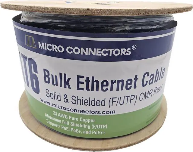 Alt view image 2 of 4 - Micro Connectors 500 feet Cat6 Solid & Shielded (F/UTP) CMR Riser Bulk Ethernet (23AWG) Cable (Blue) (TR4-560SRBL-500)