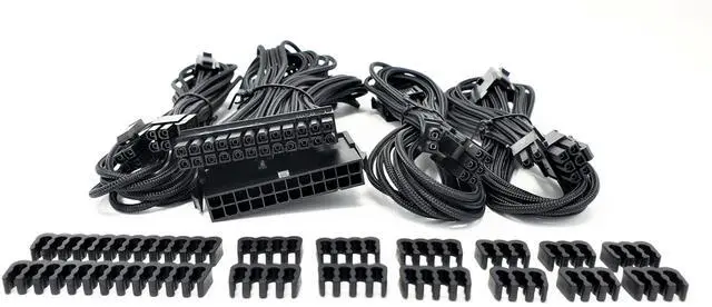 Main image of Micro Connectors Premium Sleeved PSU Cable Extension Kit (Black) (F04-240BK-KIT)