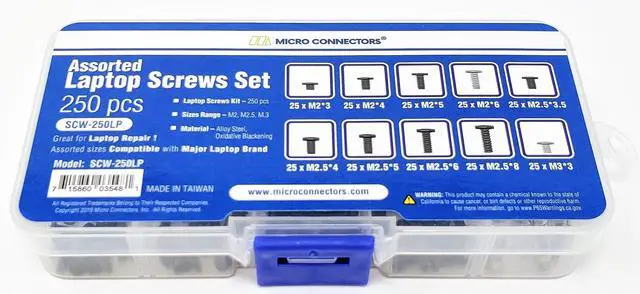 Main image of Micro Connectors Assorted Laptop Screws Set (250 pcs) (SCW-250LP)
