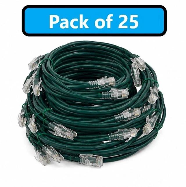 Main image of MICRO CONNECTORS 7 Feet Cat 6A Ultra Slim Patch Cable (28AWG) Green 25-Pack