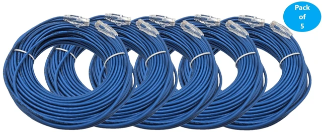 Main image of MICRO CONNECTORS 100 Feet Ultra Slim Cat6 Patch Cable (Blue) 5-Pack