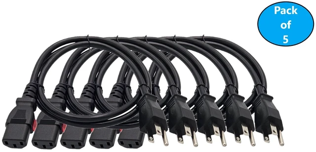 Main image of MICRO CONNECTORS 6 Feet Auto-Locking Universal AC Power Cord 18AWG (NEMA 5-15P to C13) 5-Pack