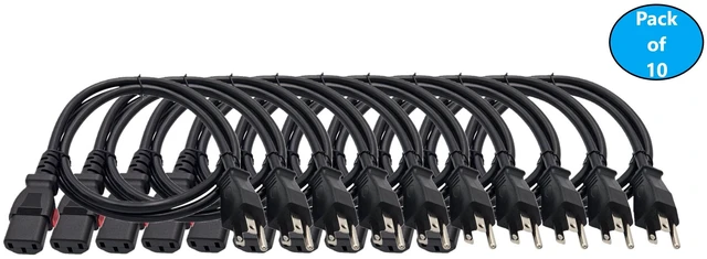 Main image of MICRO CONNECTORS 6 Feet Auto-Locking Universal AC Power Cord 18AWG (NEMA 5-15P to C13) 10-Pack