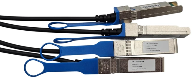 Alt view image 4 of 6 - MICRO CONNECTORS 3 Meter QSFP+ to 4X SFP+ Copper Breakout DAC Juniper QFX Compatible