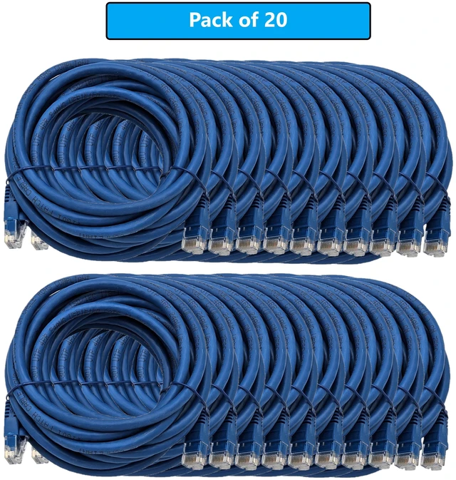Main image of MICRO CONNECTORS 14-feet Cat 6 Molded Snagless UTP RJ45 Networking Patch Cable - Blue - 20 Pack
