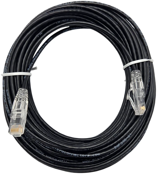 Alt view image 4 of 4 - MICRO CONNECTORS 50 Feet CAT6 Ultra Slim Patch Cable (28AWG) Black 10-Pack