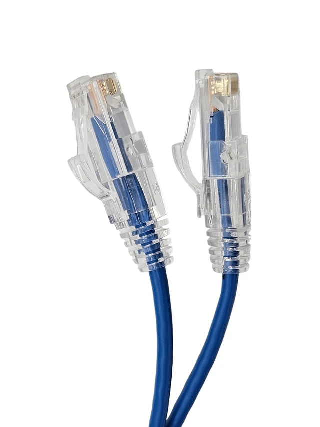 Alt view image 2 of 4 - MICRO CONNECTORS 100 Feet CAT 6A Ultra Slim Patch (28AWG) Cable Blue 2-Pack