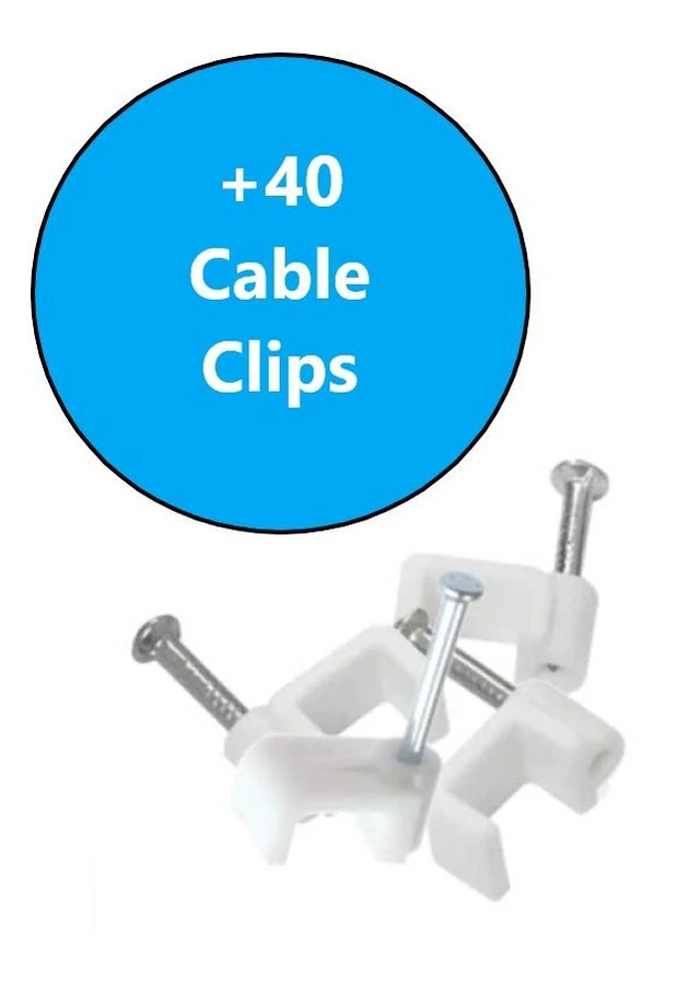 Alt view image 2 of 5 - MICRO CONNECTORS 75 Feet Cat 6 Flat (30AWG) Cable with 20 Cable Clips (White) 2-Pack (E08-075FLW-2P)
