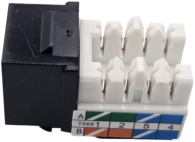 Alt view image 3 of 6 - MICRO CONNECTORS CAT 6A Unshielded Punch Down Keystone Jack with Tool Black 100-Pack (FRT-860B100-T)