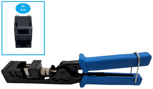 Alt view image 2 of 6 - MICRO CONNECTORS Keystone Jack Termination Tool + Cat6A Keystone Jacks 50-Pack Black (FRT-60B-KST50)