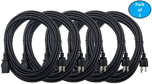 Main image of MICRO CONNECTORS 6 Feet Universal AC Power Cord 18AWG (NEMA 5-15P to C13) (Black) 5-Pack (M05-113UL-5P)