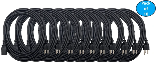 Main image of MICRO CONNECTORS 6 Feet Universal AC Power Cord 18AWG (NEMA 5-15P to C13) (Black) 10-Pack (M05-113UL-10P)