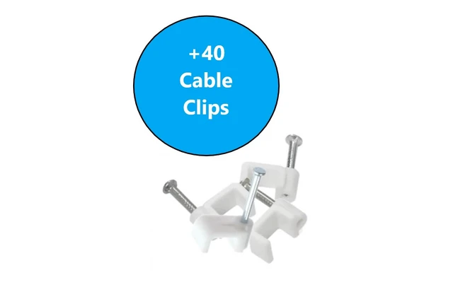 Alt view image 2 of 5 - MICRO CONNECTORS 100 Feet Cat 6 Flat (30AWG) Cable with 20 Cable Clips (White) 2-Pack (E08-100FLW-2P)