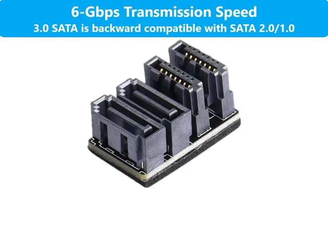 Alt view image 2 of 5 - MICRO CONNECTORS 180 Degree Dual SATA 7-Pin Male to Dual Female Adapter 2-Pack (G08-180S7PD-2)