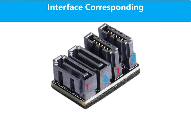 Alt view image 3 of 5 - MICRO CONNECTORS 180 Degree Dual SATA 7-Pin Male to Dual Female Adapter 2-Pack (G08-180S7PD-2)