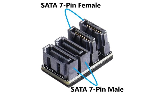 Alt view image 4 of 5 - MICRO CONNECTORS 180 Degree Dual SATA 7-Pin Male to Dual Female Adapter 2-Pack (G08-180S7PD-2)